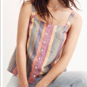 Madewell Rainbow Striped Button Down Tank Top